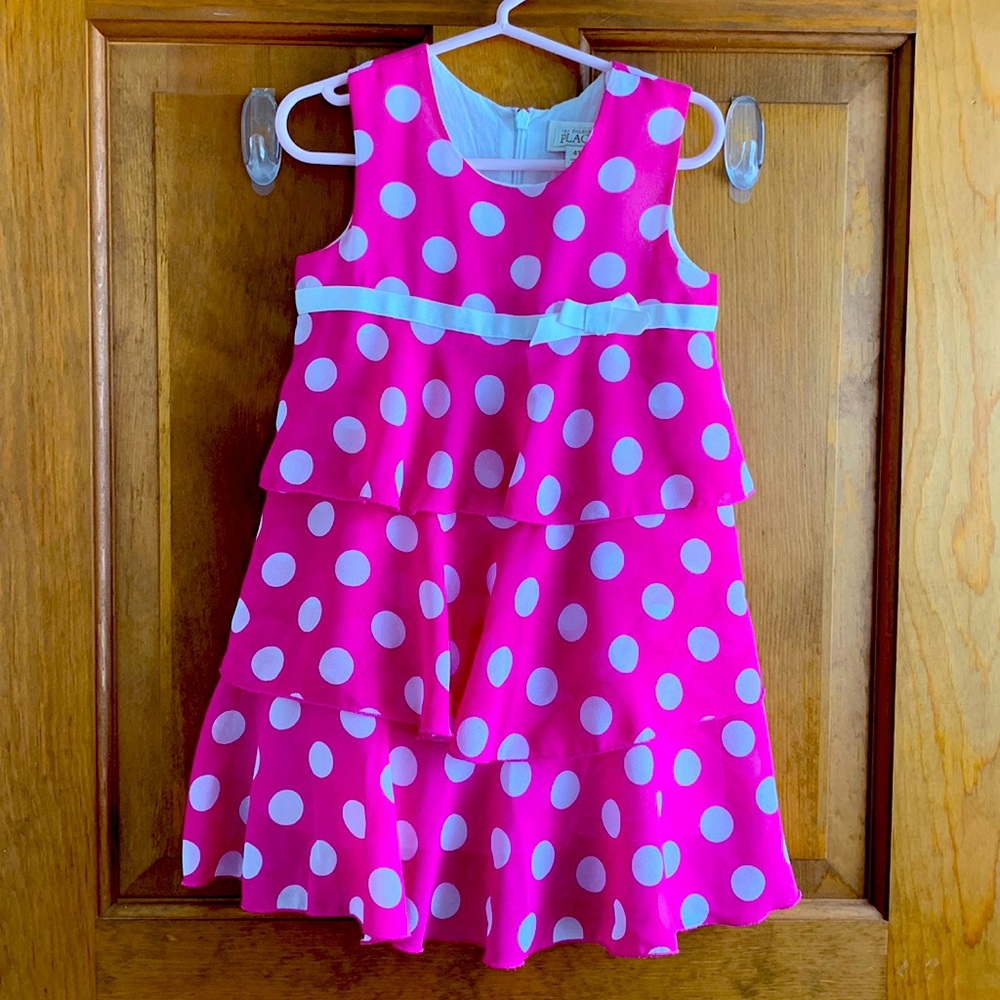 Childrens Palace Pink & White  Polka Dot Girls Dress